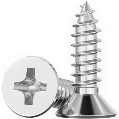#10 x 1-1/2" Flat Head Sheet Metal Screws, 304 Stainless Steel 18-8 Phillips Drive Wood Screws, Pack of 50 - size: #10 x 1-1/2"