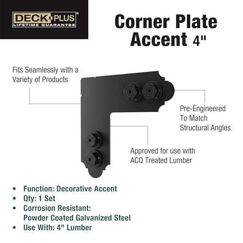 Deck Plus Laredo Sunset 90 Degree Outside Angle, 4in, 1 Pack, Black