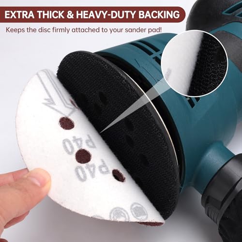 5 Inch Sanding Discs 40 Grit, 35Pcs, 8 Hole Hook & Loop