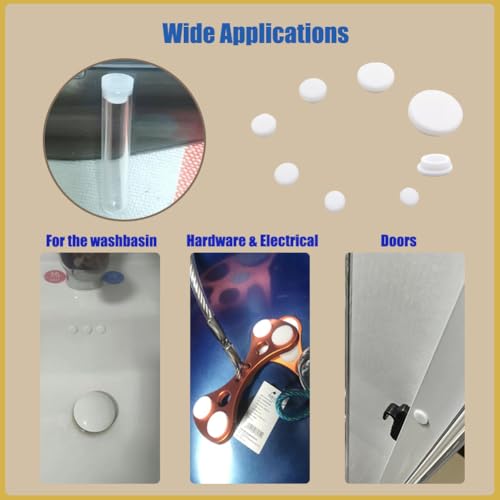 80PCS Silicone Hole Plugs Kit - 7 Sizes (1/4" 5/16" 3/8" 1/2" 3/16" 3/4" 1") - Snap Locking Round Hole Plugs Grommets for Automotive Hole Caps Drain Plugs Bottle Stoppers, Furniture etc. (White) - color: White
