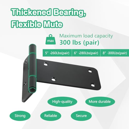 5“ Gate Hinges,260 Lbs Capacity,6 Pack Matte Black Heavy Duty Hinge - size: 5“-6 pcs-Matte Black