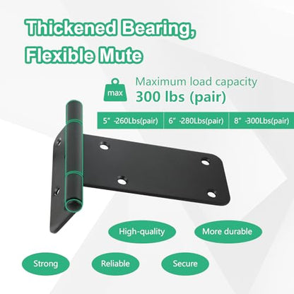5“ Gate Hinges,260 Lbs Capacity,6 Pack Matte Black Heavy Duty Hinge - size: 5“-6 pcs-Matte Black