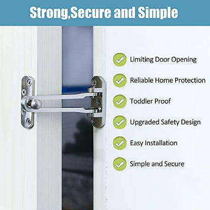 Door Lock Latch Swing Bar Door Guard Latch Home Hotel Lock Silver - color: Silver