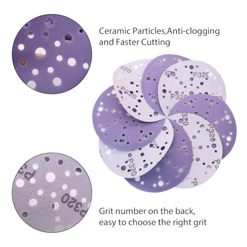 6 Inch Ceramic Sanding Discs 320 Grit, 49 Hole, 50 Pack - style: 320 Grit