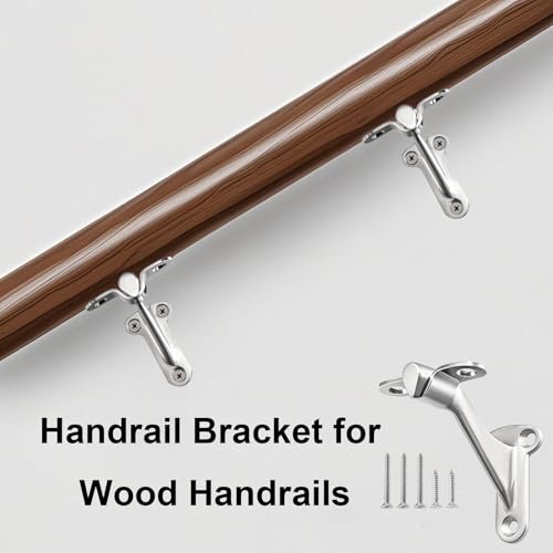 YOUEON 6 Pack 3 Inch Handrail Stair Bracket Brushed Nickel, Rust-Proof & Heavy Duty Hand Rail Brackets with Mounting Screws for Home Office Stail Support, Stairway Railing Brackets