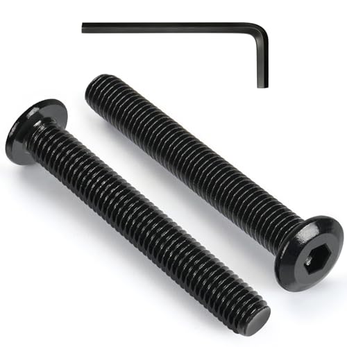 VGBUY M6-1 x 70 mm 20pcs Flat Head Hex Socket Cap Screws Metric M6 Bolts, 304 Stainless Steel 18-8, Black Zinc Plated, Full Thread, with Hex Spanner - size: M6 x 70mm(20pcs)