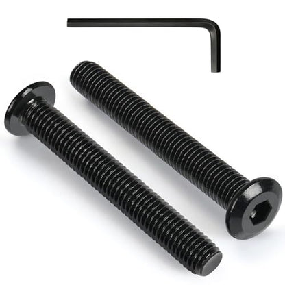 VGBUY M6-1 x 80 mm 18pcs Flat Head Hex Socket Cap Screws Metric M6 Bolts, 304 Stainless Steel 18-8, Black Zinc Plated, Full Thread, with Hex Spanner - size: M6 x 80mm(18pcs)