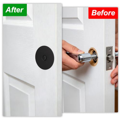 Penitue 6pcs Door Hole Cover Plate, Deadbolt Lock Cover (Black) - color: Black