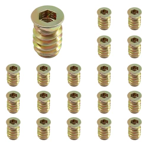 Piutouyar 20 Pcs M6x17mm Threaded Inserts Nuts for Wood - size: M6x17mm
