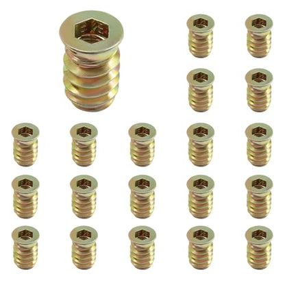 Piutouyar 20 Pcs M6x17mm Threaded Inserts Nuts for Wood - size: M6x17mm