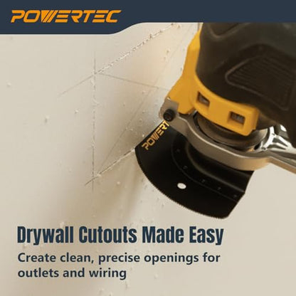 POWERTEC Oscillating Tool Blade 3pc Set – Bi-Metal Multitool Blades for Flush Cutting, Wood with Nails, and Remodeling Applications (14503) - size: Semi-Circular (Bi-Metal), 3PCs, style: Oscillating Tool Blades