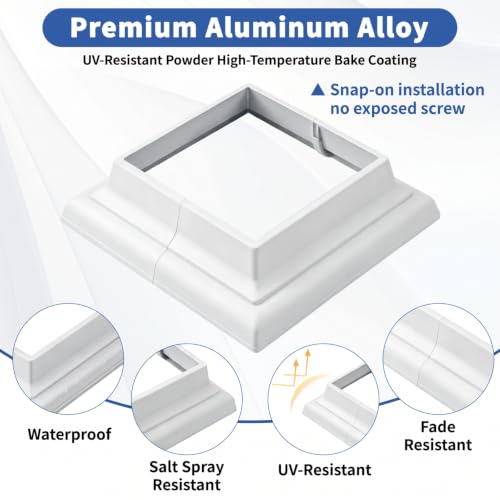 4-Pack Aluminum 4x4 Post Skirt - Split Deck Post Base Cover (White) - color: White English Style