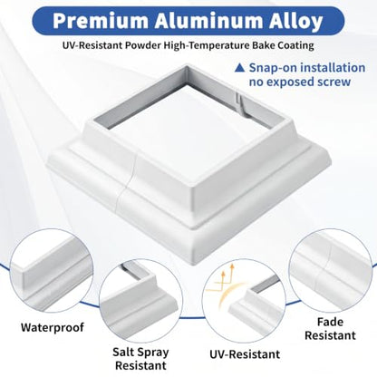 4-Pack Aluminum 4x4 Post Skirt - Split Deck Post Base Cover (White) - color: White English Style