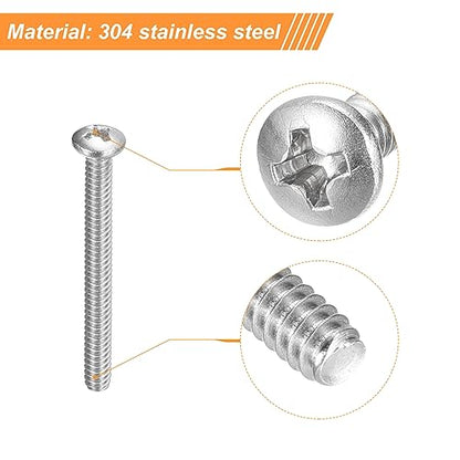 uxcell #6-32x1-3/4 Pan Head Machine Screws 304 SS Phillips Drive, 10 Pack - size: #6-32x1-3/4"