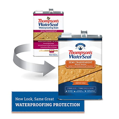 Thompson’s WaterSeal Semi-Transparent Waterproofing Wood Stain and Sealer, Harvest Gold, 1 Gallon - color: Harvest Gold