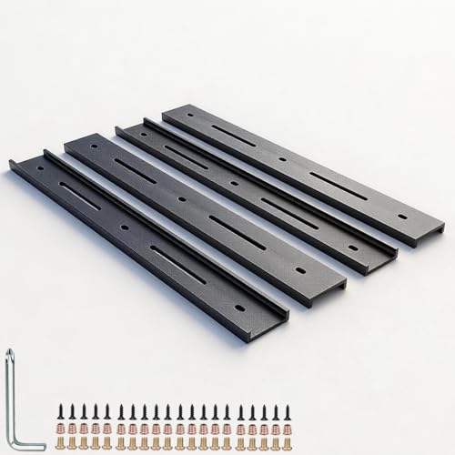 C Channel Steel Support Metal Support Bracing Hidden C Bracket for Table Top Live Edge Slab Woodworking, Black Coat Finish, 6 Holes (4 Pack, 24 Inch) - size: 24 Inch, style: 4 PACK