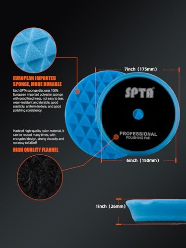 Polishing Pads, 5Pc 6 Inch 150mm Orbital Buffer Polisher Pads and 1Pc Microfiber Buffing Pads, Foam Polish Pad for Compounding, Polishing and Waxing, for 6''/150mm Backing Plate Car Polisher -TPPMIX - size: 6inch (150mm)