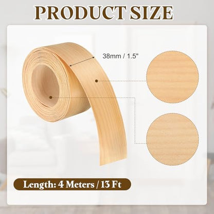 uxcell 1-1/2 Inch x 13ft Wood Veneer Edge Banding, Pre-Glued Flexible Pine Edging Strips, Iron on with Hot Melt Adhesive Wood Tape for Cabinet Repair and Furniture Restoration - size: 1-1/2 Inch x 13ft