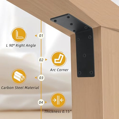 8-Pack 6" x 6" x 2⅜" L Right Angle Bracket, Heavy Duty Corner Bracket - size: 6" x 6" x 2-3/8"