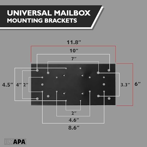 Ilyapa Mailbox Post Kit for Outside - 43x4x4 Sleeve, 2 Brackets - Black - color: Black