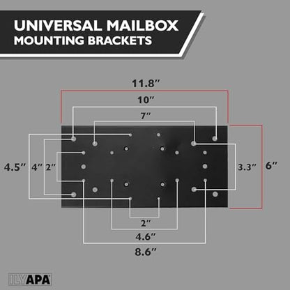 Ilyapa Mailbox Post Kit for Outside - 43x4x4 Sleeve, 2 Brackets - Black - color: Black
