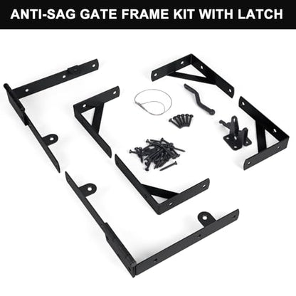 Gate Corner Brace Bracket Anti Sag Gate Frame Hardware Kit for Wooden Gate Fence with a Latch - size: Double Door Set