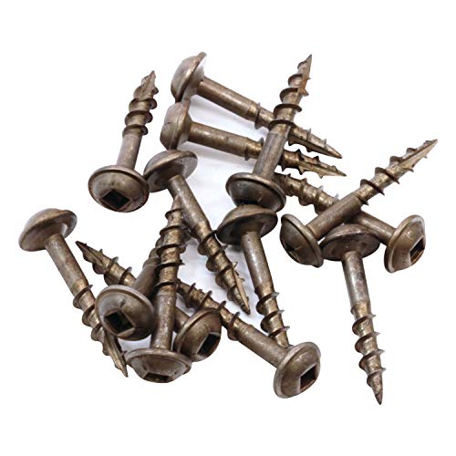 Rok Hardware #8 x 1 Pocket Hole Deck Screws Square Drive Round Washer Head Wood Deep Coarse 100 Pack