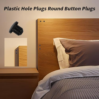 100PCS 3mm Plastic Hole Plugs Round Button Plugs Panel Hole Plug - color: Black, size: 0.12 inch
