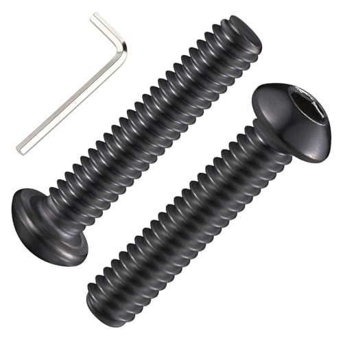 Wensilon (50Pcs) 1/4-20 * 1-1/2 Button Head Socket Cap Bolts Screws, 304 Black Stainless Steel, Allen Hex Drive, Bright Finish, Fully Machine Thread - color: Black, size: B 1/4-20*1-1/2