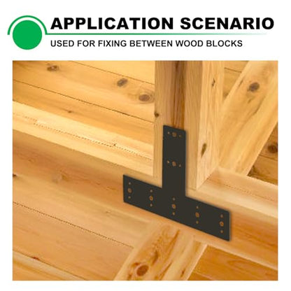 2pcs 14x10 T Post Timber Bracket for Wood 4x4 Black Mending Plate - size: T-14x10