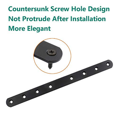 4 Pack Flat Mending Plate for Wood, ULIFESTAR Black Iron Flat Straight Brace Brackets Metal Repair Fixing Wood Brace Joining Plates Connector for Repairing Wooden Furniture with Mounting Screws - size: 10 x 0.79 x 0.12 inches