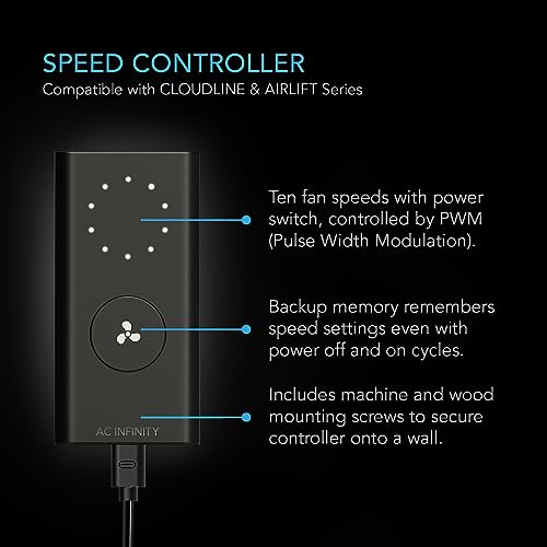 AC Infinity AIRLIFT S16, Shutter Exhaust Fan 16” with 10-Speed Controller - size: 16-Inch, Speed Controller