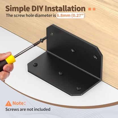 2x4 Inch 90 Degree Corner Bracket, 200 LBS, Black, 8 Pack - color: Black-8PCS