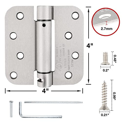 KIW Automatic Self-Closing Brushed Nickel Door Hinges Satin 4" 5/8" 2 Pack - color: Satin Nickel, size: 2 Pack