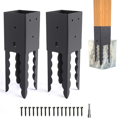 4x4 Post Base Holder Ground Spike, 2 Pcs (Actual 3.6"x3.6") - size: 2 Pcs