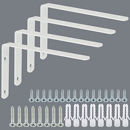 Alise Floating Shelf Brackets,White L Bracket for Shelves,6x4 Inch,4 Pcs - color: White, size: 6x4 Inch