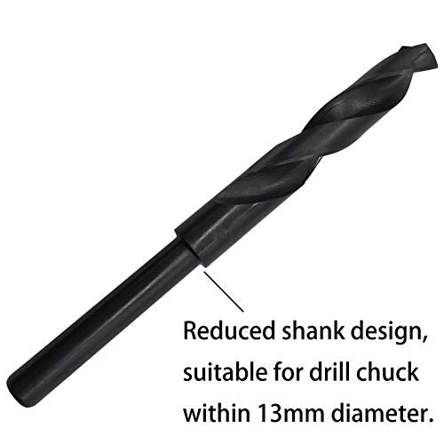 14mm(9/16-Inch) Reduced Shank Drill Bit, 1/2” Shank High Speed Steel Twist Drill Bit HSS-9341 for Aluminum Plate Copper Wood Stainless Steel - size: 14mm