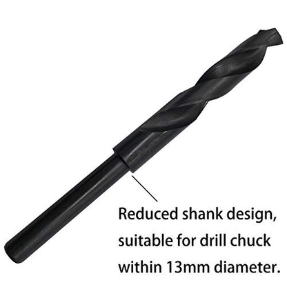 14mm(9/16-Inch) Reduced Shank Drill Bit, 1/2” Shank High Speed Steel Twist Drill Bit HSS-9341 for Aluminum Plate Copper Wood Stainless Steel - size: 14mm
