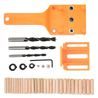 Joyzan Wood Doweling Hole Drill Guide, 6 8 10 mm Dowel Jig Kit Handheld - color: Orange