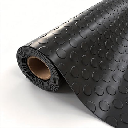StellarStar 4x8 FT Garage Floor Mat, 2mm Thickened PVC Coin Pattern - color: Black(Coin), size: 4x8 FT
