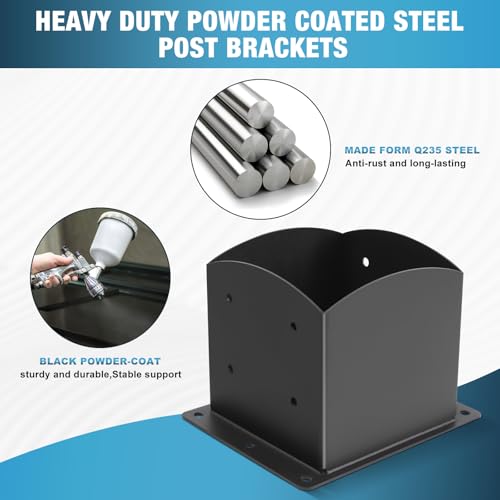 Post Base 4Pcs,6"x6"(Inner Size 5.6"x5.6") Fence Post Brackets - size: 6X6