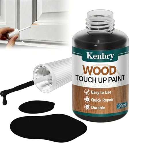 Kenbry Black Wood Touch up Paint 30ml, Fast Drying & Waterproof, Semi-Matte - color: Black