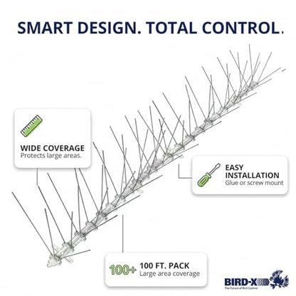 Bird-X Stainless Bird Spikes 8-Inch Extra-Wide, 2 Ft Strips, 100 Feet - size: 4.1 Oz