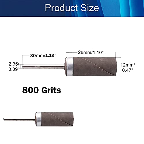 Utoolmart Sandpaper Sticks Cylinder Abrasive Polishing Grinding Mounted Point 800 Grits 2 Pcs - size: 800