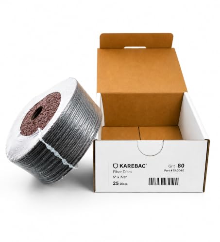 Karebac 5" x7/8" Aluminum Oxide 80 Grit Resin Fibre Sanding Discs 25-Box - style: 80 Grit