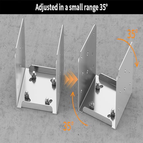 4×4 Post Base Stainless Steel Deck Base Adjustable Post Brackets 2 Pcs Inside Dimensions (3.5×3.5 Inch) for Vertical Wooden Posts Patio Fences Handheld Support Brackets Etc - size: 4×4 Silver