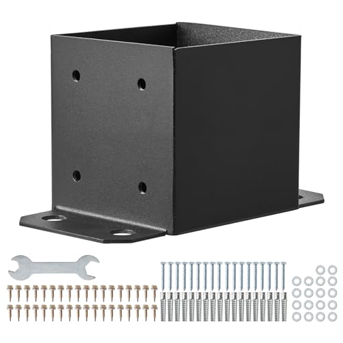 VEVOR 6x6 Post Base, 4 Pack, 5.6"×5.6" Inner Size, Heavy Duty Powder-Coated Matte Black Post Anchor Bracket for Wood Posts, Pavilion Deck Railing Support - size: 6x6 4pc