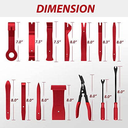 Nilight Trim Removal Tool 88Pcs, Auto Push Pin Bumper Retainer Clip Set - color: 88 Clips+ Remover Tools Red