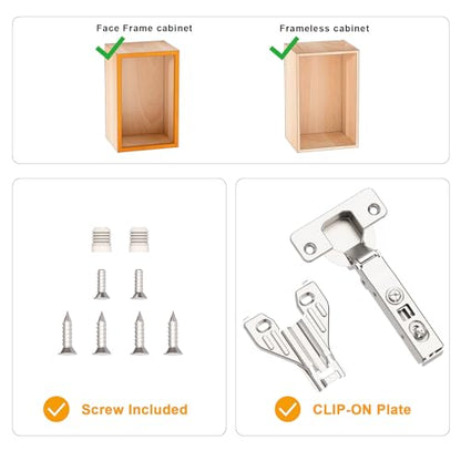 10Pcs Soft Close Face Frame Cabinet Hinges 50% Faster Install - size: 5 Pairs