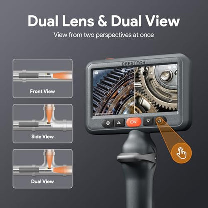 DEPSTECH Dual Lens Articulating Borescope,Endoscope Camera with Light 5FT